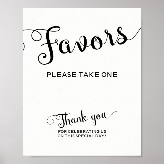 Favors Wedding Sign Please Take One (Front)