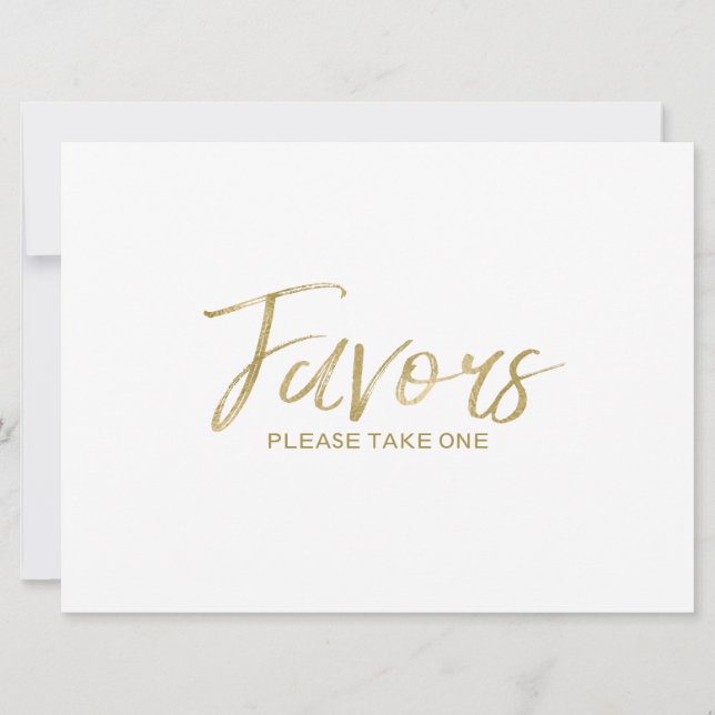 "Favors" Wedding Sign | Stylish Hand Lettered Gold (Front)