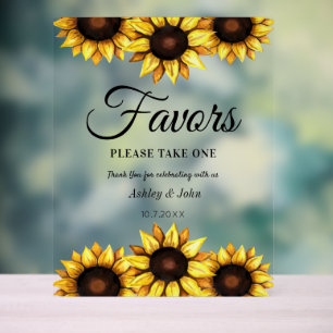 Favors Wedding Sunflowers Yellow Acrylic Sign