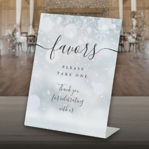 Favors Winter Black Script Table Pedestal Sign
