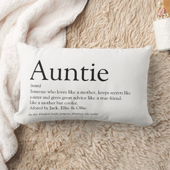 Favourite Aunt, Auntie Definition Black and White Lumbar Pillow (Blanket)