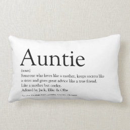 Favourite Aunt, Auntie Definition Black and White Lumbar Pillow