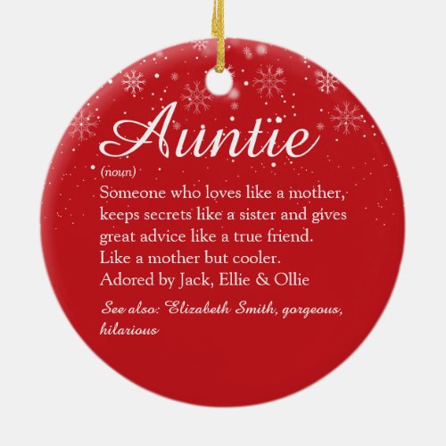 Favourite Aunt Auntie Definition Photo Christmas Ceramic Ornament