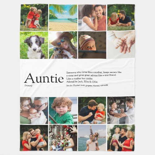 Favourite Aunt Auntie Definition Photo Collage Fleece Blanket