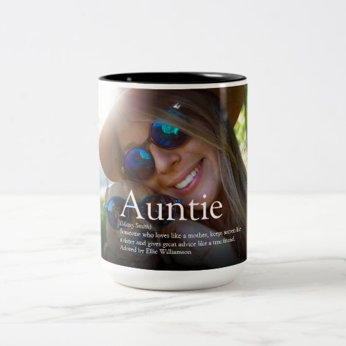 Favourite Aunt Auntie Definition Photo Two_Tone Coffee Mug