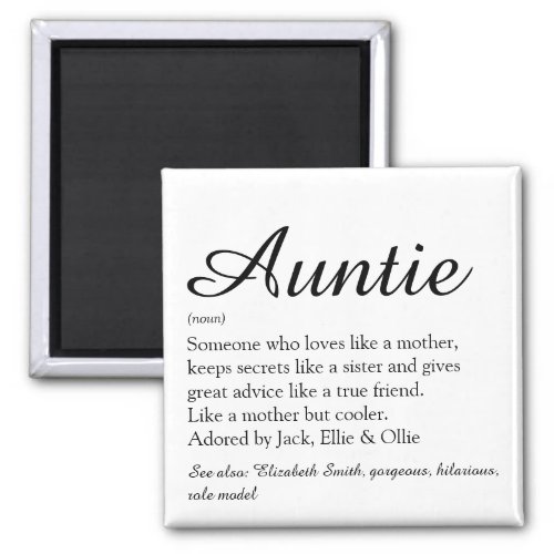 Favourite Aunt Auntie Definition Script Magnet