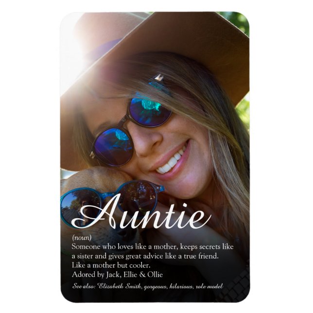 Favourite Aunt, Auntie Definition Script Photo Magnet (Vertical)