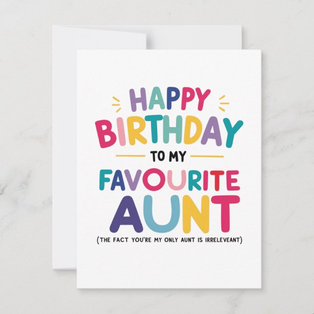 "Favourite Aunt Birthday Card" Holiday Card (Front)