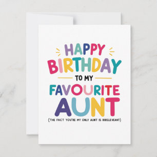 "Favourite Aunt Birthday Card" Holiday Card