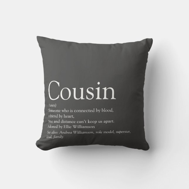 Favourite Best Ever Cousin Definition Fun Throw Pillow (Front)