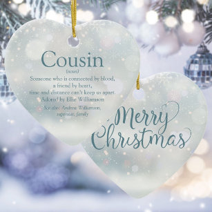 Favourite Cousin Definition Merry Christmas Ceramic Ornament