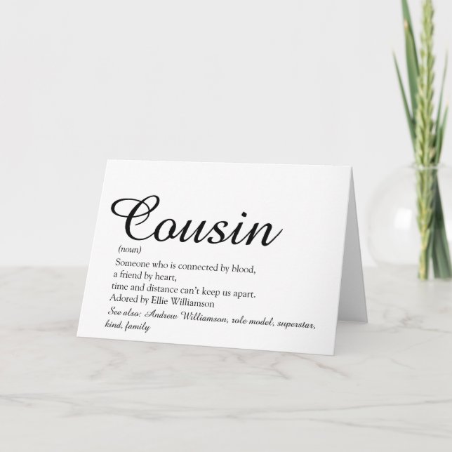 Favourite Cousin Definition Script Card (Front)