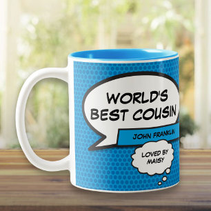 Favourite Cousin Fun Comic Book Blue Two-Tone Coffee Mug