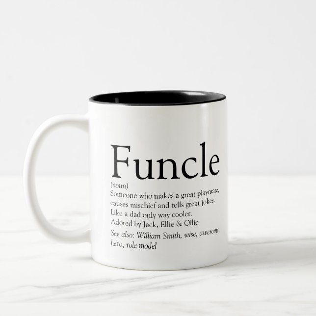 Favourite Funcle Uncle Modern Definition Modern Two-Tone Coffee Mug (Left)