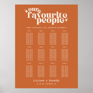 Favourite People Retro Wedding Seating Chart