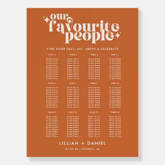 Favourite People Retro Wedding Seating Chart Foam Board