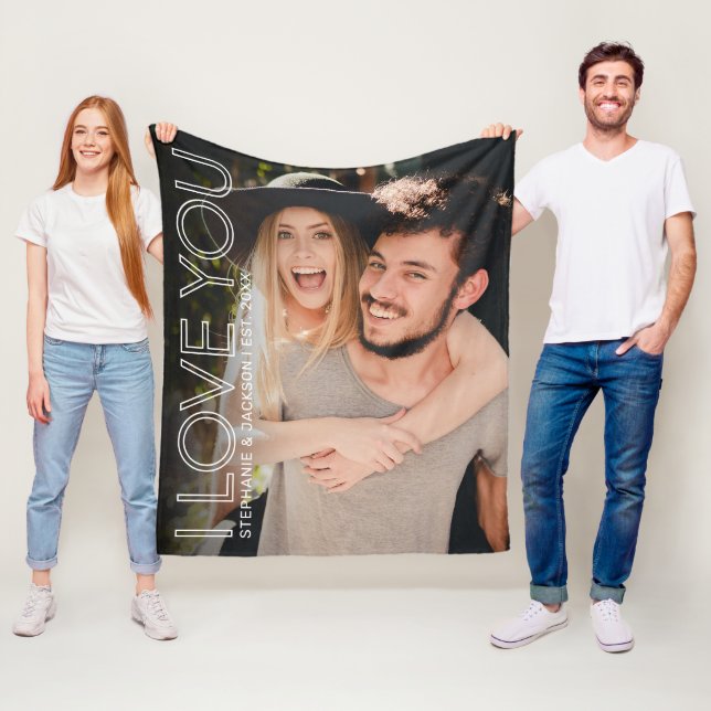 Favourite Person I Love You Photo Fleece Blanket (In Situ)