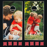 Favourite Photo Script Love Cornhole Set<br><div class="desc">Personalise with your favourite photos,  featuring a beautiful white script font with the word love,  creating a unique memory and gift to treasure!</div>