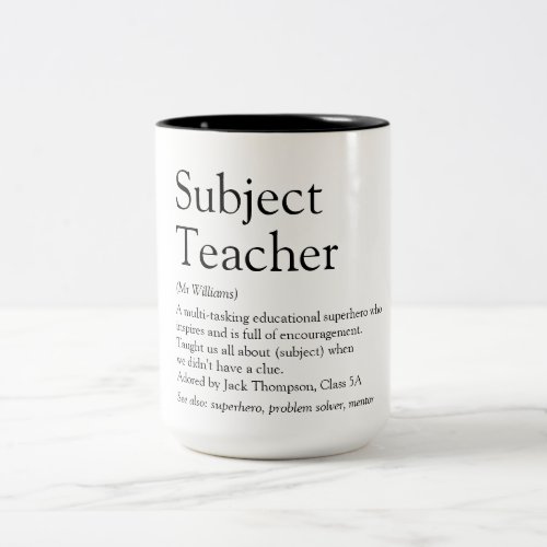 Favourite Teacher Definition Fun Modern Two_Tone Coffee Mug