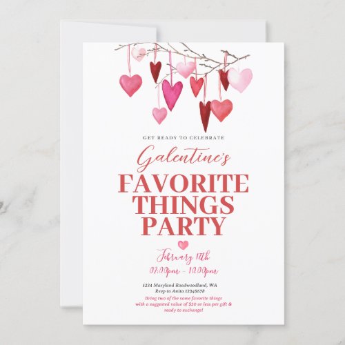 Favourite Things Valentineâs Galentineâs Party Invitation