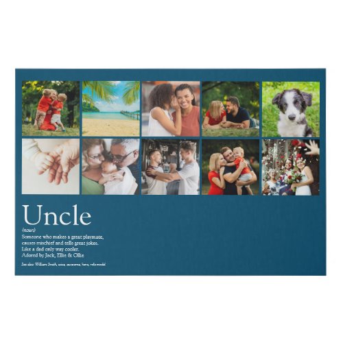 Favourite Uncle Definition Photo Collage Blue Faux Canvas Print