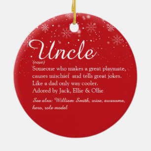 Favourite Uncle Definition Photo Snowflakes Script Ceramic Ornament