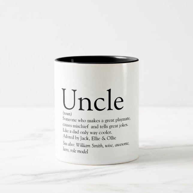 Favourite Uncle Modern Definition Quote Two-Tone Coffee Mug (Center)