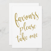 Favours Please Take One Gold Affordable Sign (Front/Back)