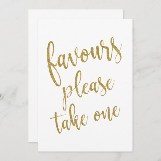 Favours Please Take One Gold Affordable Sign (Front/Back)