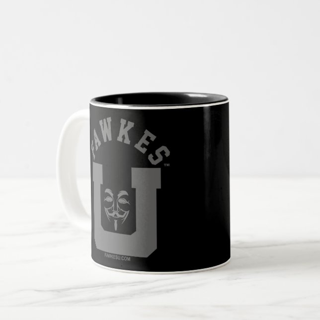 FawkesU Gray Face Two-Tone Mug (Front Left)
