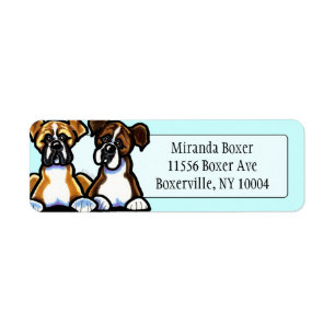 Fawn and Brindle Boxer Studio Aqua Label