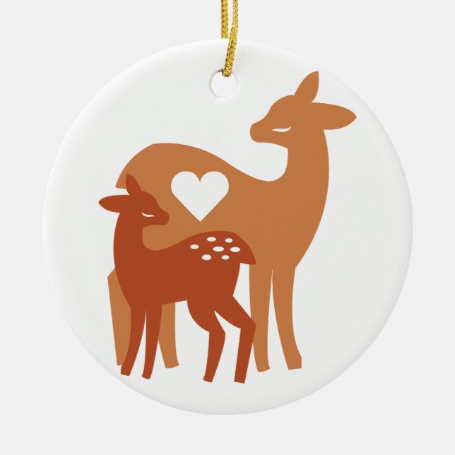 Fawn And Doe Ceramic Ornament (Front)