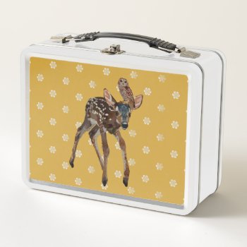 Fawn And Owl Metal Lunch Box by Greyszoo at Zazzle