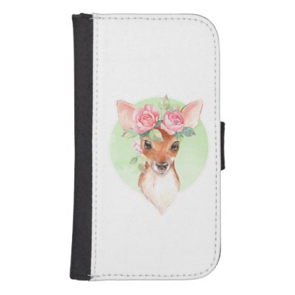 Fawn and pink roses galaxy s4 wallet case