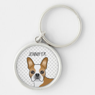 UnconventionalJ Keychain Key Chain Boston Terrier Dog Key Ring Key Fob Animal Cute Fun Cool Unique Keychains Custom Key Chains for Women Gift Idea Toy