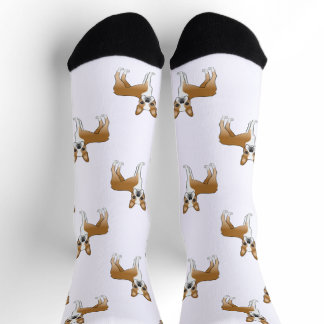 Fawn And White Boston Terrier Cartoon Dog Pattern Socks
