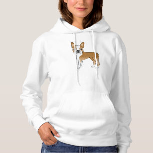 Fawn And White Boston Terrier Cute Cartoon Dog Hoodie