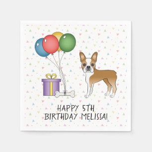 Fawn And White Boston Terrier Cute Dog - Birthday Napkins