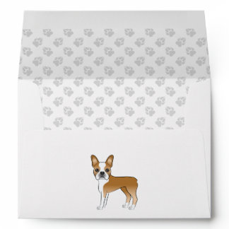 Fawn And White Boston Terrier Dog Illustration Envelope
