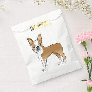 Fawn And White Boston Terrier Dog Illustration Favor Bag
