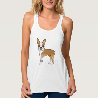 Fawn And White Boston Terrier Dog Illustration Tank Top