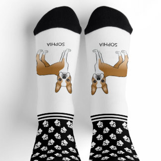 Fawn And White Boston Terrier With Name And Paws Socks