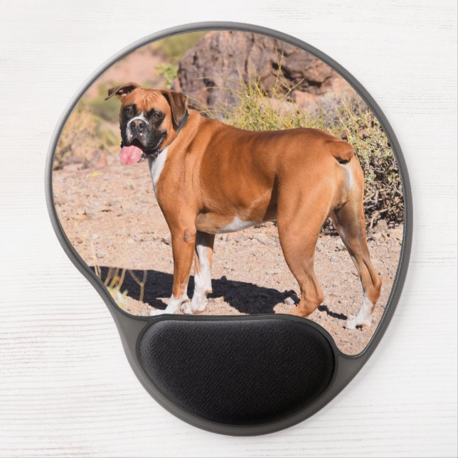 Fawn and White Boxer Puppy Dog Gel Mouse Pad (Front)