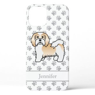 Fawn And White Havanese Cartoon Dog &amp; Name iPhone 12 Case