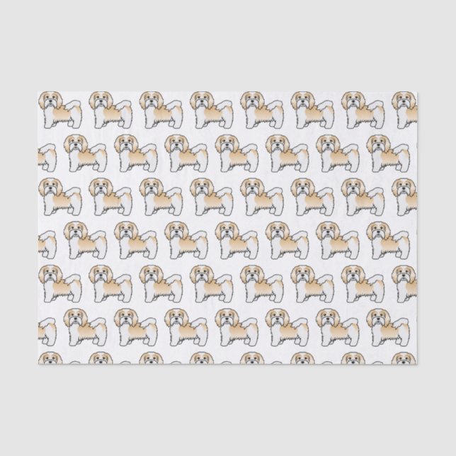 Fawn And White Havanese Cartoon Dog Pattern Tissue Paper (Front)