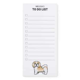 Fawn And White Havanese Cartoon Dog To Do List Magnetic Notepad
