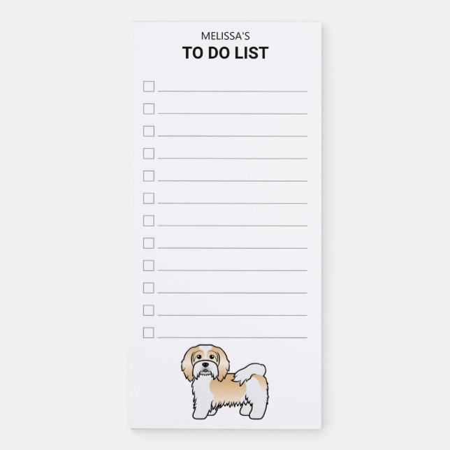 Fawn And White Havanese Cartoon Dog To Do List Magnetic Notepad (Front)