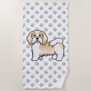 Fawn And White Havanese Cute Cartoon Dog Beach Towel