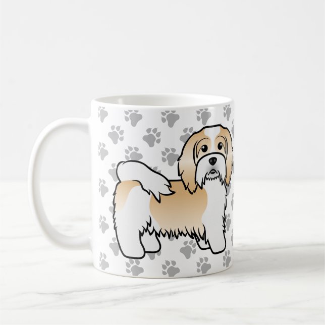 Fawn And White Havanese Cute Cartoon Dog Coffee Mug (Left)