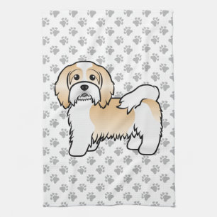 Fawn And White Havanese Cute Cartoon Dog Kitchen Towel
